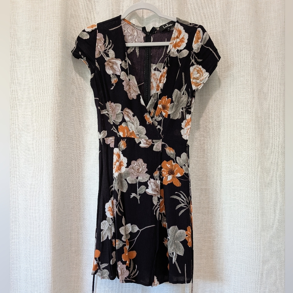 Lulu's Black and Orange Floral Mini Dress